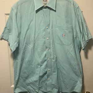Cinch Men's Aqua Short Sleeve Button Down Shirt